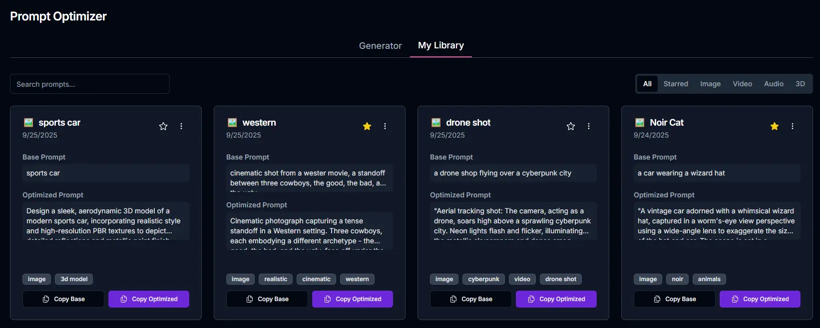 Prompt Optimizer — model and task‑aware with saved prompts